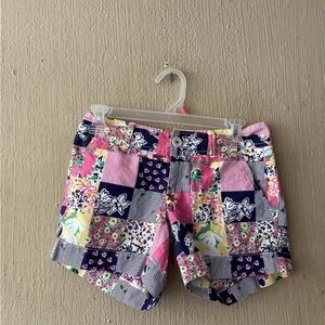 Lilly Pulitzer Aint No Lady Pink & Blue Floral Patchwork Callahan Shorts Size 00